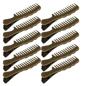 10 Pieces Comb Design Duckbill Hair Clips Prong Alligator Hairpin Bronze