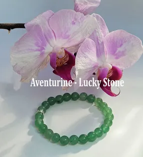 100% Genuine Gemstone Bracelet Green, Aventurine Beaded Bracelet, Crystal Gemstone Bracelet, Stretch Bracelet, Mineral Stones, Good Luck