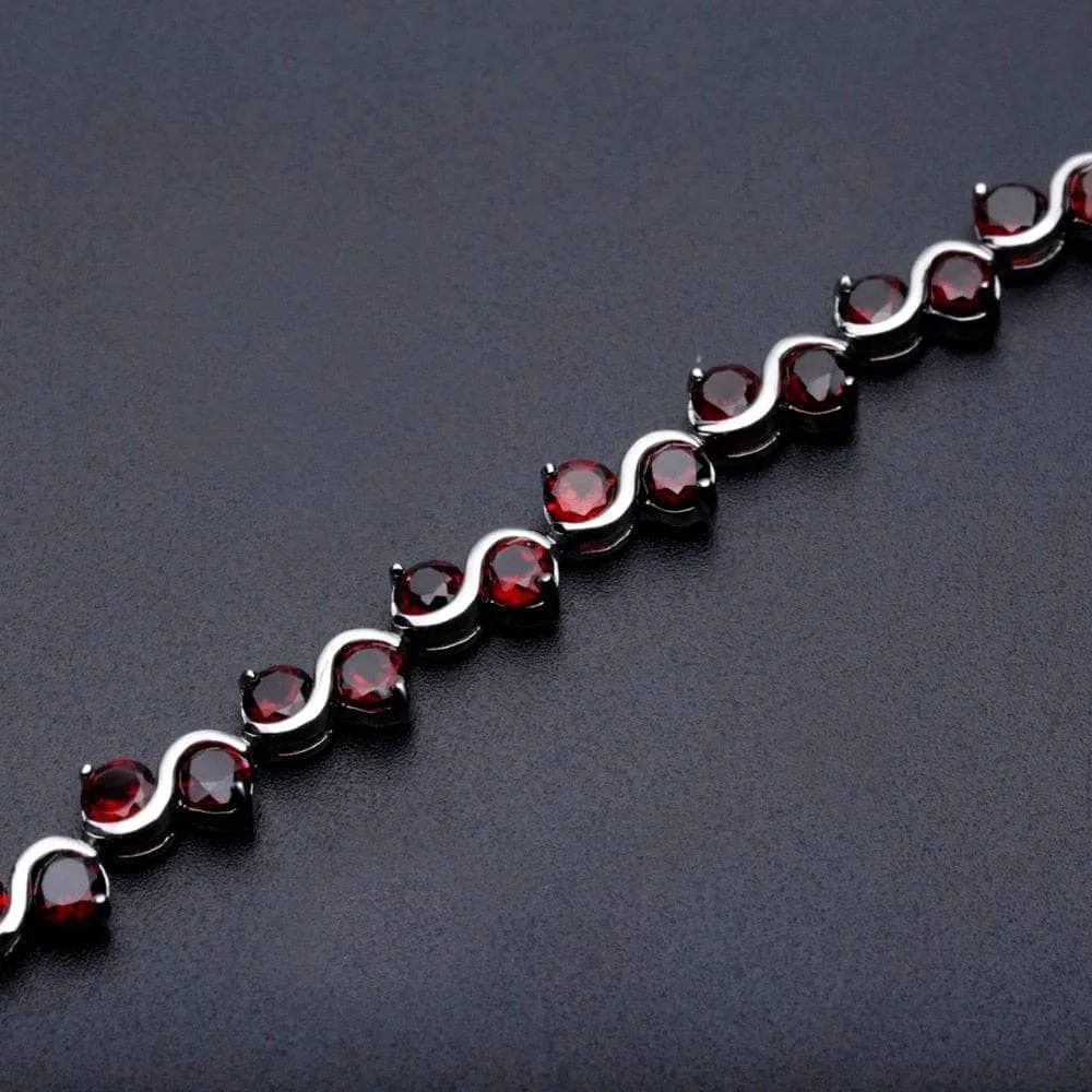 11.79 Ctw Natural Red Garnet Gemstone Bracelet