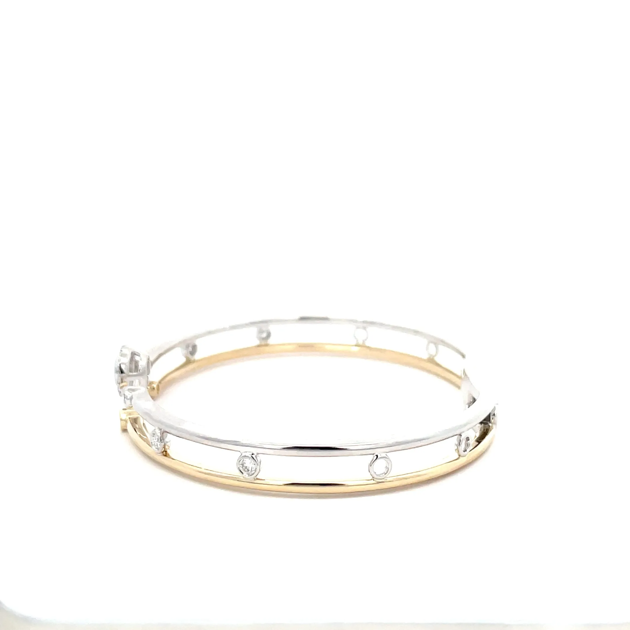 14 Karat Two Tone Diamond Cuff Bracelet