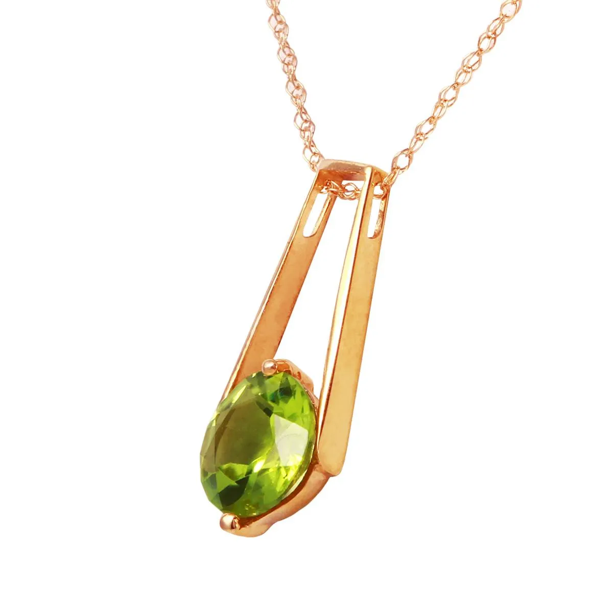 1.45 Carat 14K Solid Rose Gold Lullaby Peridot Necklace