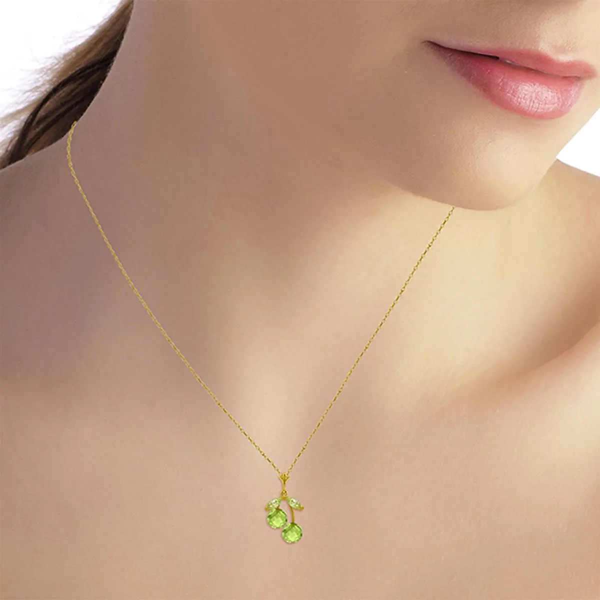 1.45 Carat 14K Solid Yellow Gold Rock The Grass Peridot Necklace