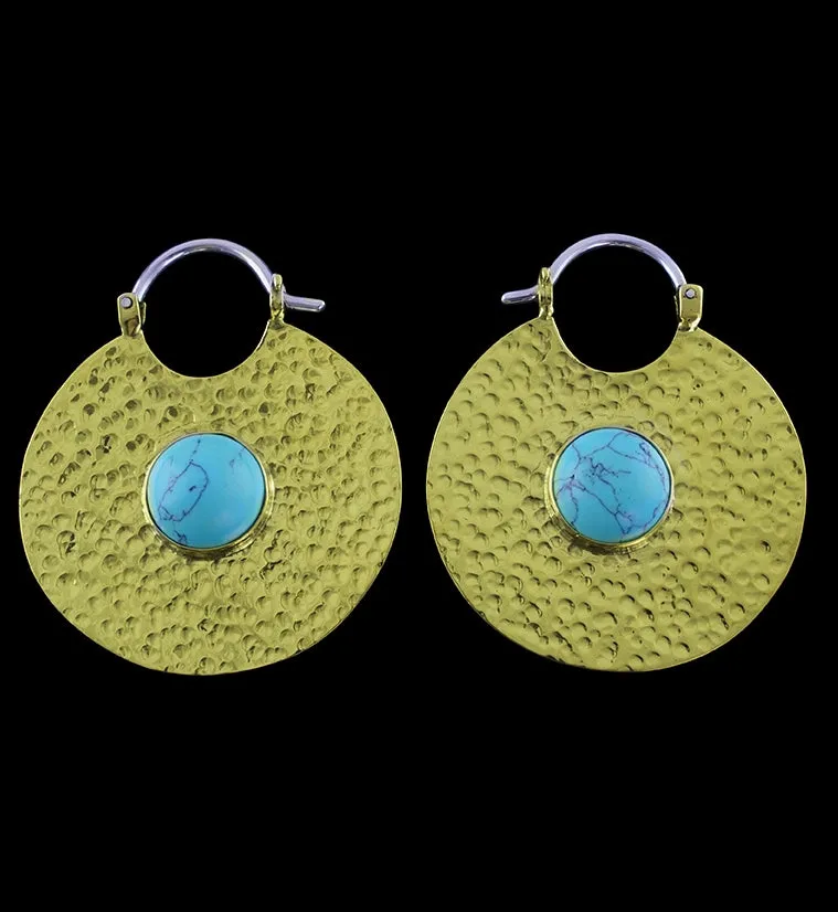 14G Mini Disk Turquoise Howlite Brass Hangers