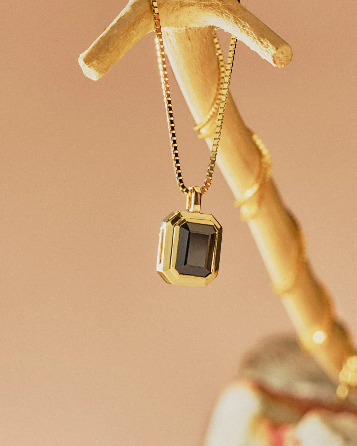 14k Black Onyx Tiered Bezel Necklace