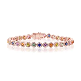 14K Rose Gold Diamond and Colored Gemstone Bracelet