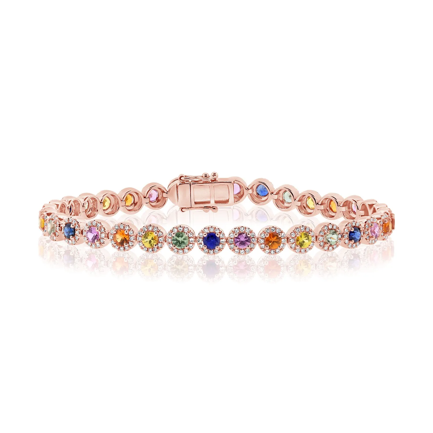 14K Rose Gold Diamond and Colored Gemstone Bracelet