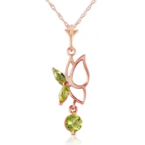 14K Solid Rose Gold Butterfly Necklace w/ Peridots