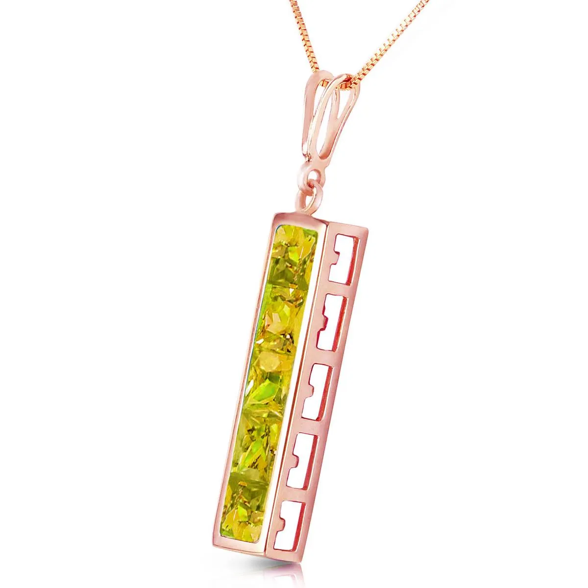 14K Solid Rose Gold Peridot Necklace Genuine Platinum