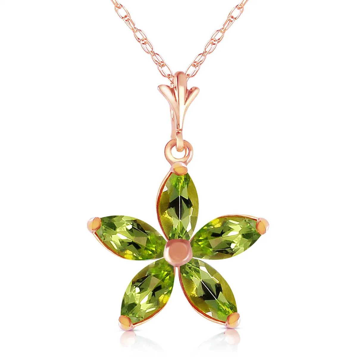 14K Solid Rose Gold Peridot Necklace Jewelry Series Deluxe