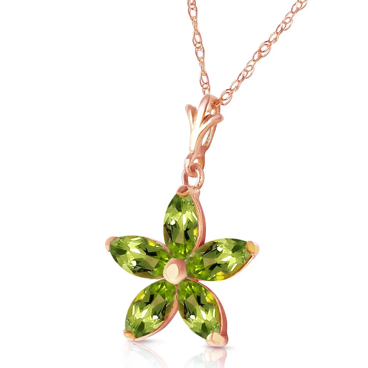 14K Solid Rose Gold Peridot Necklace Jewelry Series Deluxe