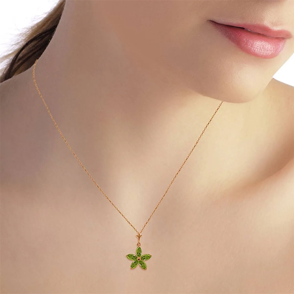 14K Solid Rose Gold Peridot Necklace Jewelry Series Deluxe