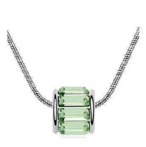 14K White Gold plated Peridot Green IOBI Crystals Necklace