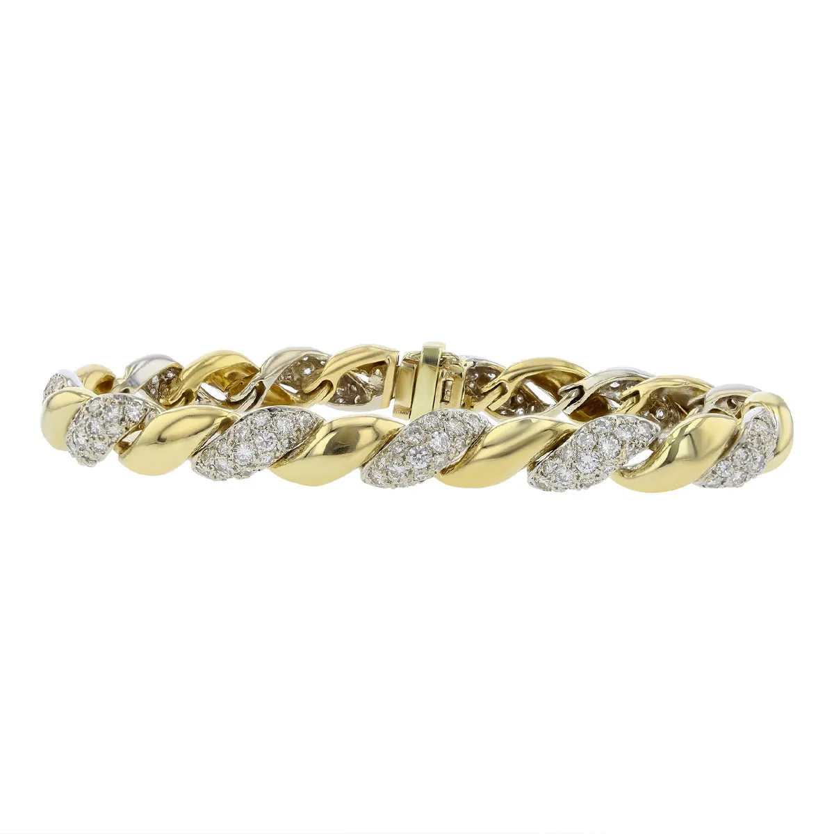 14K Yellow and White Gold Diamond Link Bracelet