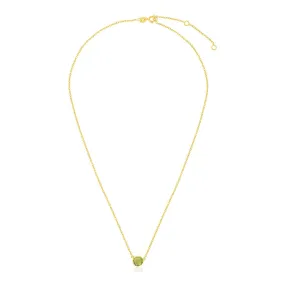 14k Yellow Gold 17 inch Necklace with Round Peridot