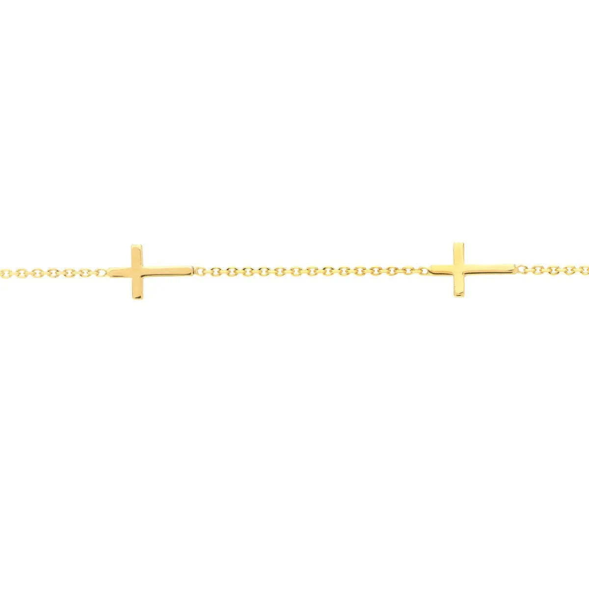 14K Yellow Gold Adjustable Mini Cross Stations Bracelet