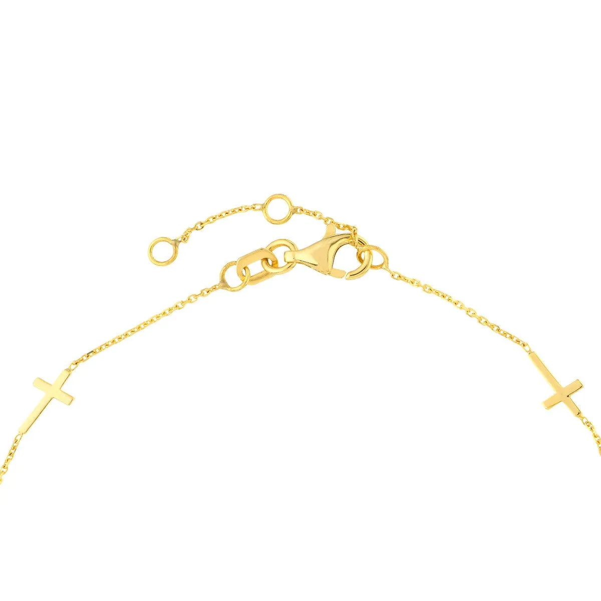 14K Yellow Gold Adjustable Mini Cross Stations Bracelet