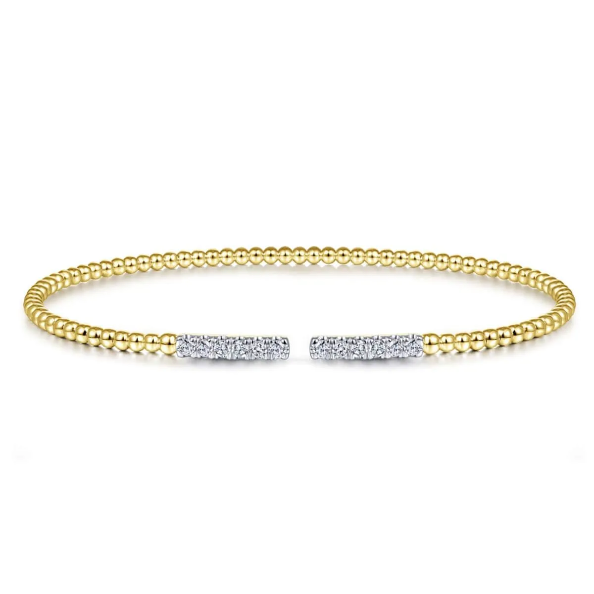 14K Yellow Gold Bujukan Cuff Bracelet with Diamond Pavé Bars - BG4218-62Y45JJ