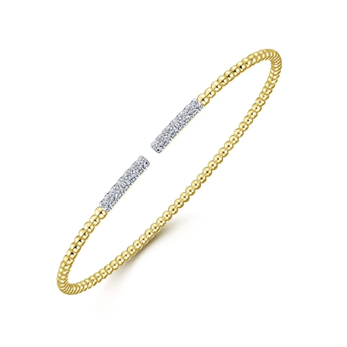 14K Yellow Gold Bujukan Cuff Bracelet with Diamond Pavé Bars - BG4218-62Y45JJ