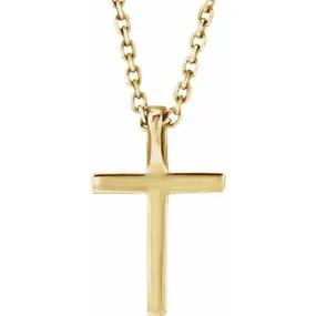 14K Yellow Natural Peridot Petite Cross 16" Necklace