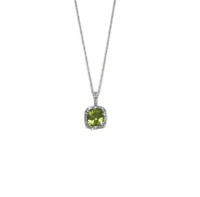 14KT Peridot & 0.09CTW Diamond Necklace