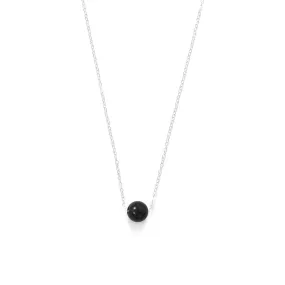 16"   2" Floating Black Onyx Bead Necklace