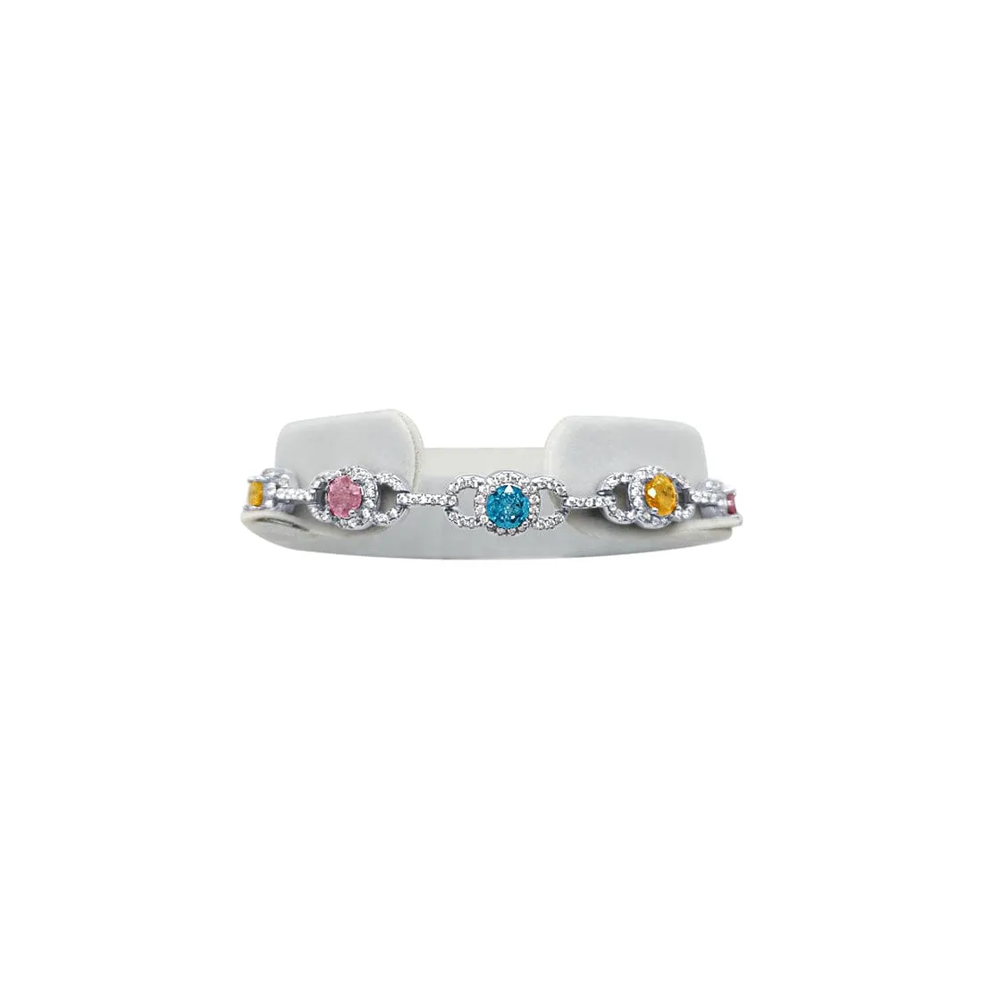 18cm Fancy Multi Coloured Bracelet with Cubic Zirconia in Sterling Silver