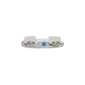 18cm Fancy Multi Coloured Bracelet with Cubic Zirconia in Sterling Silver