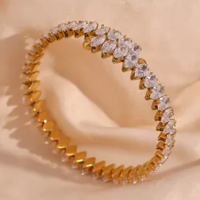 18k Gold-Filled Zircon Baguette Bangle