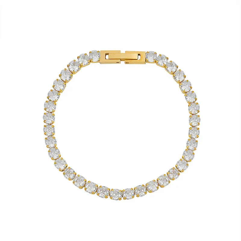 18K Gold-Plated Zircon Bracelet with Titanium Steel Claw Buckle