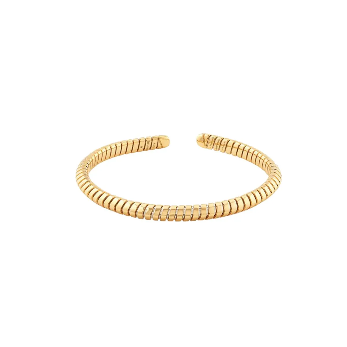 18K YELLOW GOLD 5MM WIDE TRISOLINA CUFF BRACELET SIZE SMALL