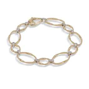 18K Yellow Gold and Diamond Flat Link Bracelet