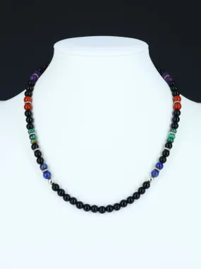 18" Navajo Black Onyx Single Strand Beaded Necklace