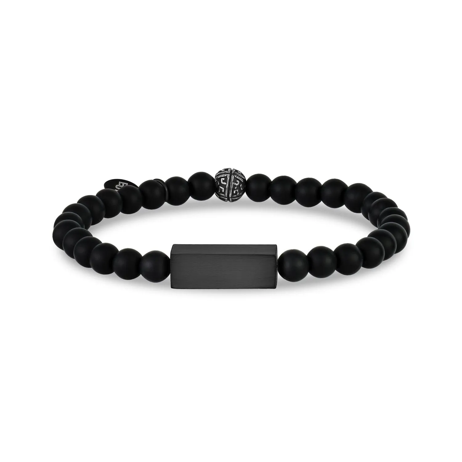 6mm Matte Black Rectangle Bead Bracelet