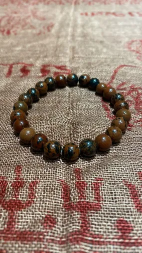 8MM Mahogany Obsidian Bead Stretchy Bracelet