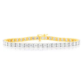 9ct Yellow Gold Magnificent 2 Carat Diamond Tennis Bracelet