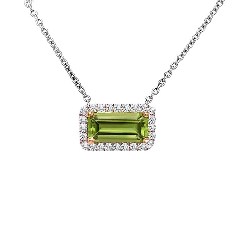 9K 2-Colour Gold Peridot & Diamond Necklace