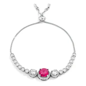 Abigail Pink Graduated CZ Bolo Slider Bracelet