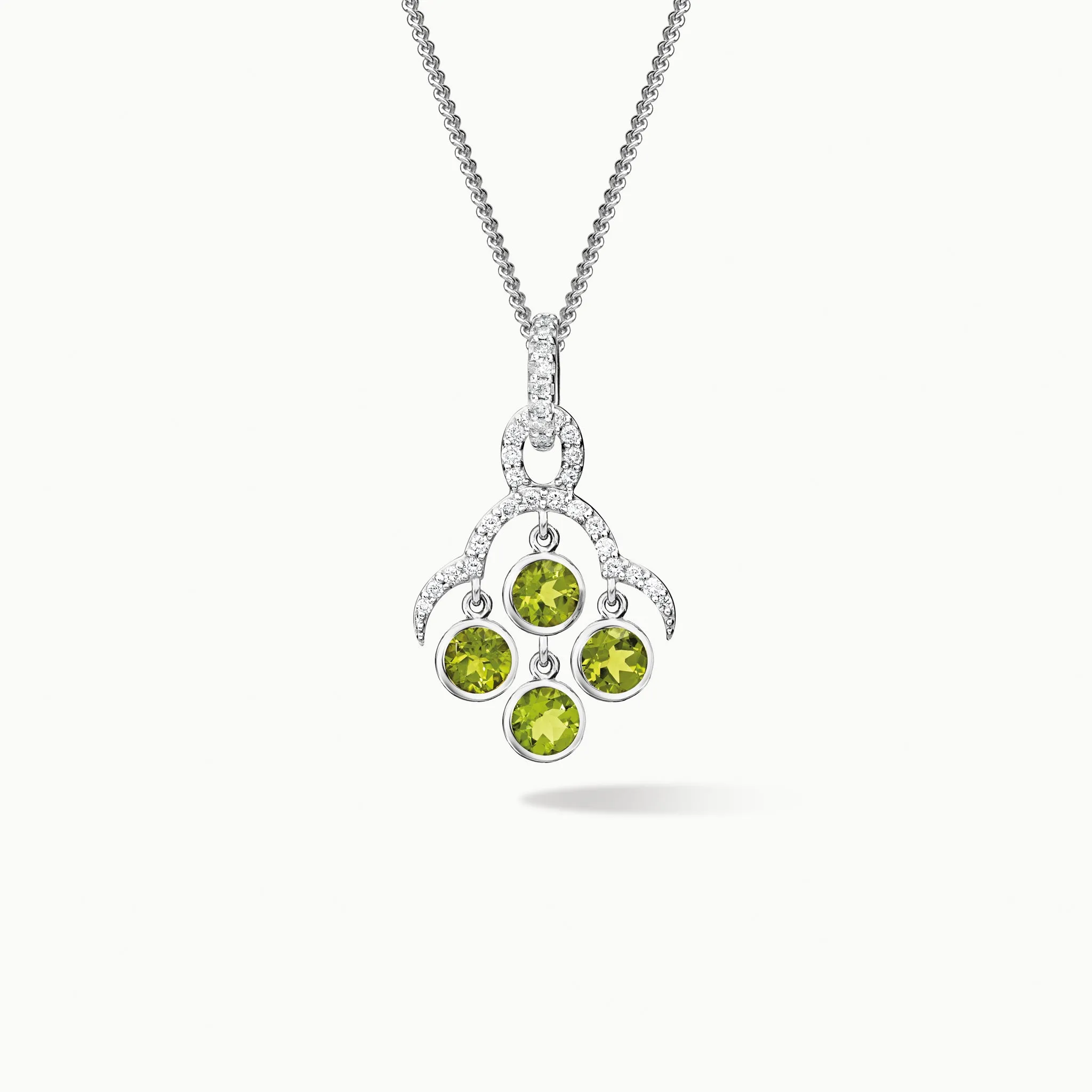 Acai Necklace Pendant 18ct White Gold - Peridot & Diamond