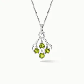 Acai Necklace Pendant 18ct White Gold - Peridot & Diamond