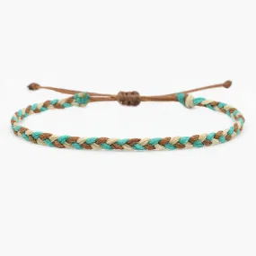 Adjustable Mini Braided Bracelet (Turquoise/Cream)