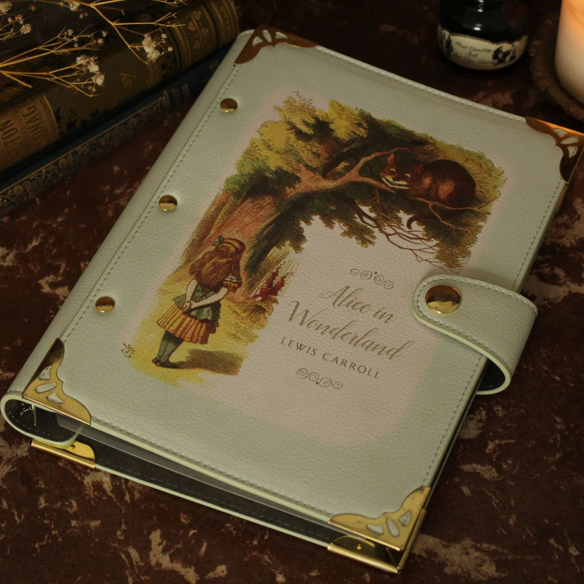 Alice in Wonderland Turquoise Refillable Ring Binder Notebook