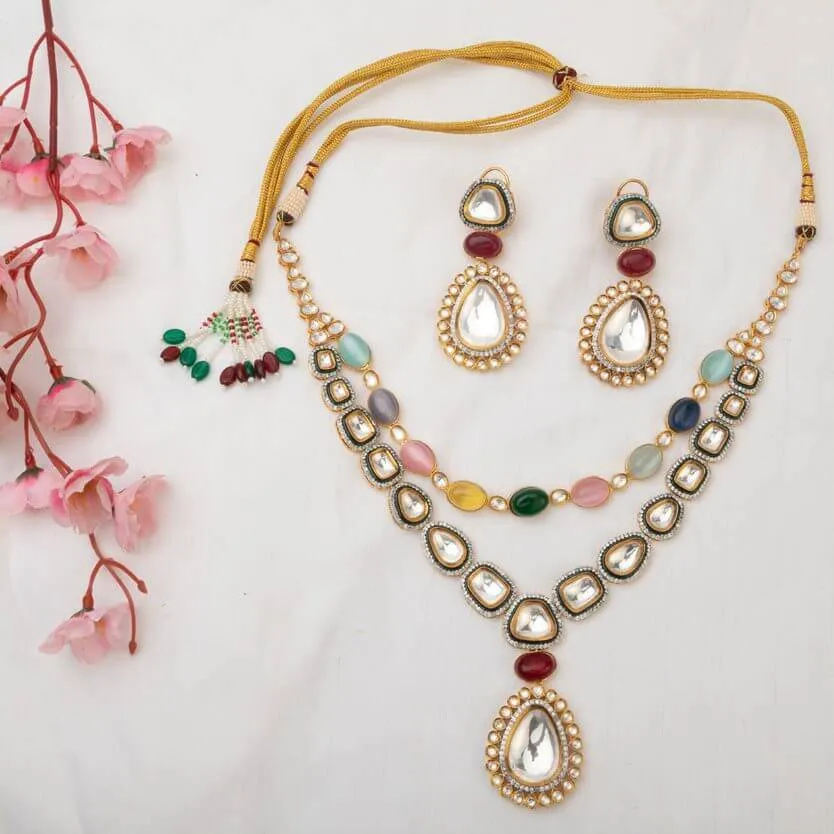 Aliyah Kundan Rani Haar Necklace Set