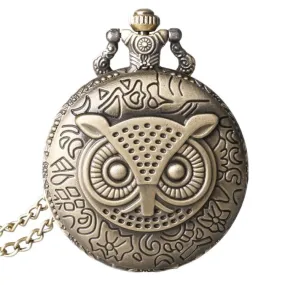 Antique Bronze Owl Pocket Watch