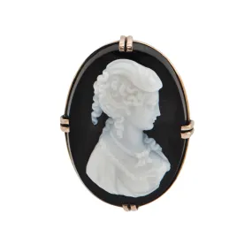 Antique Hardstone 18k Gold Cameo Brooch/Pendant