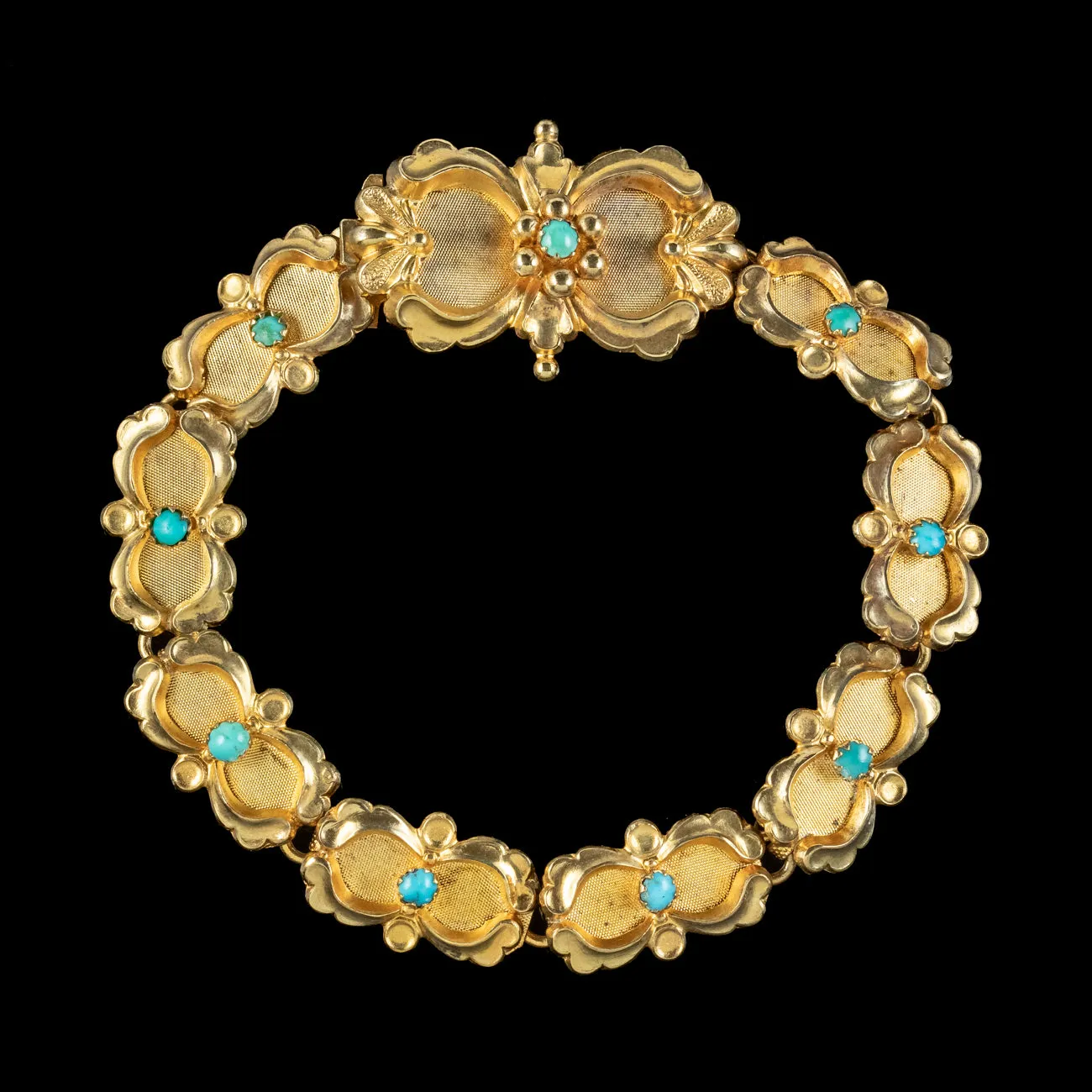 Antique Victorian Turquoise Bracelet Silver 18ct Gold Gilt