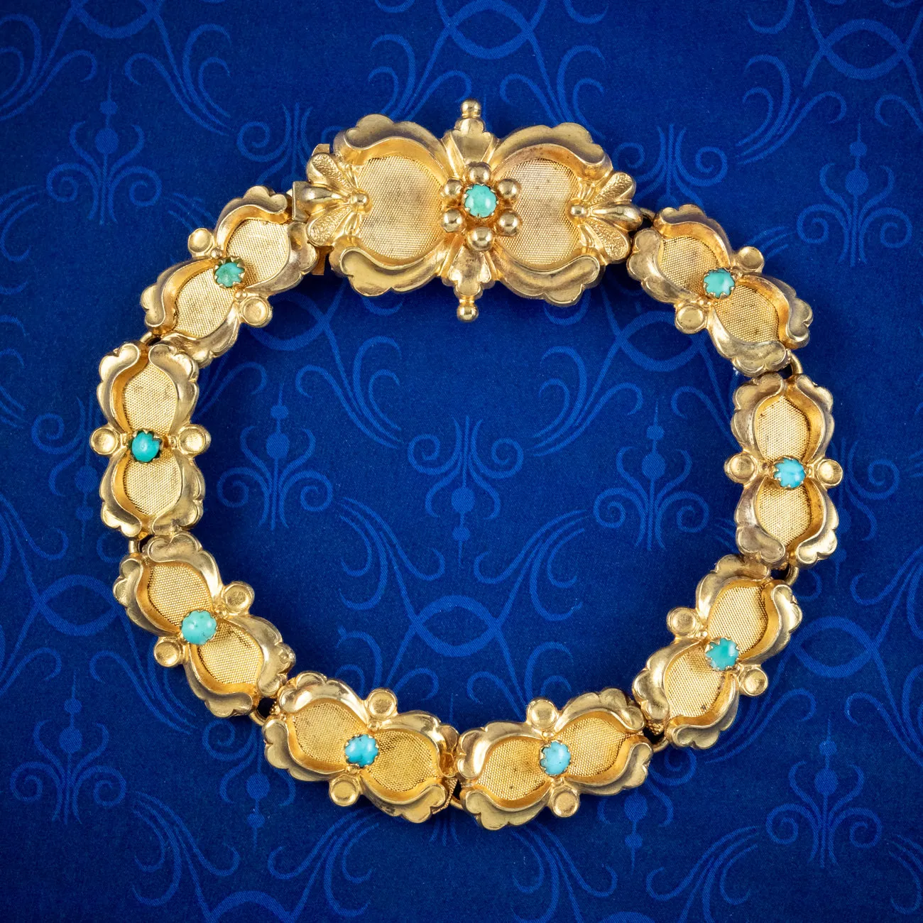 Antique Victorian Turquoise Bracelet Silver 18ct Gold Gilt