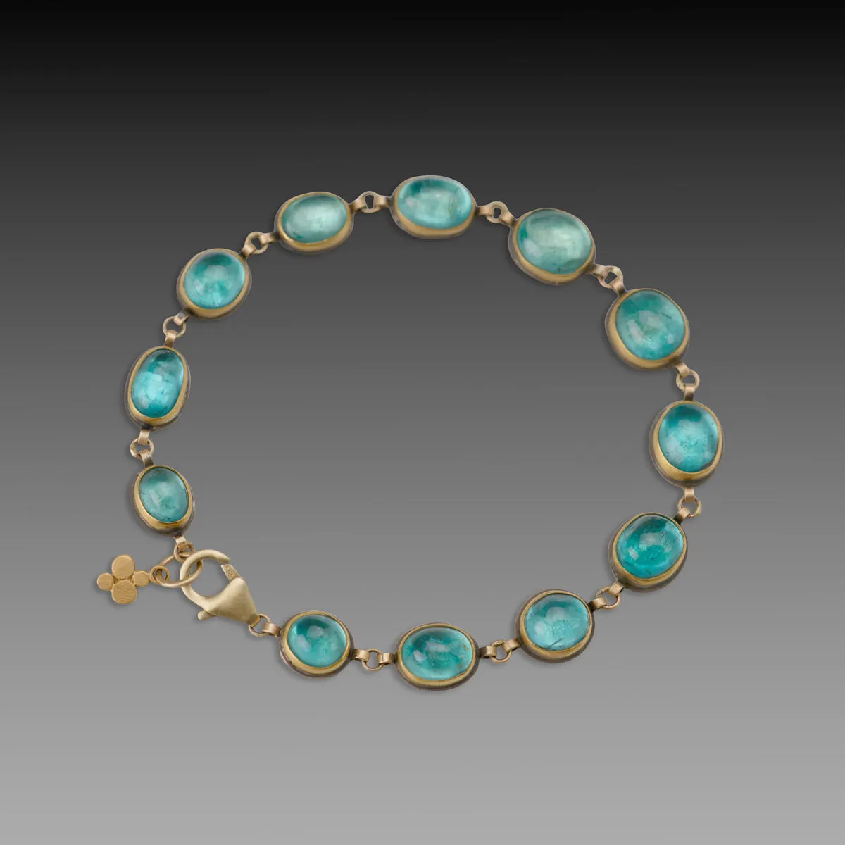 Apatite Linked Bracelet with 22k Disk Charm