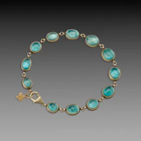 Apatite Linked Bracelet with 22k Disk Charm