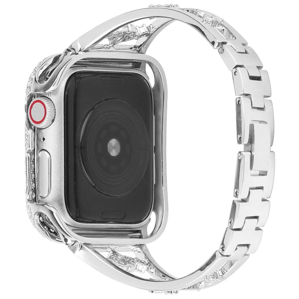 Apple Watch (45mm) zircon décor stainless steel watch strap - Silver