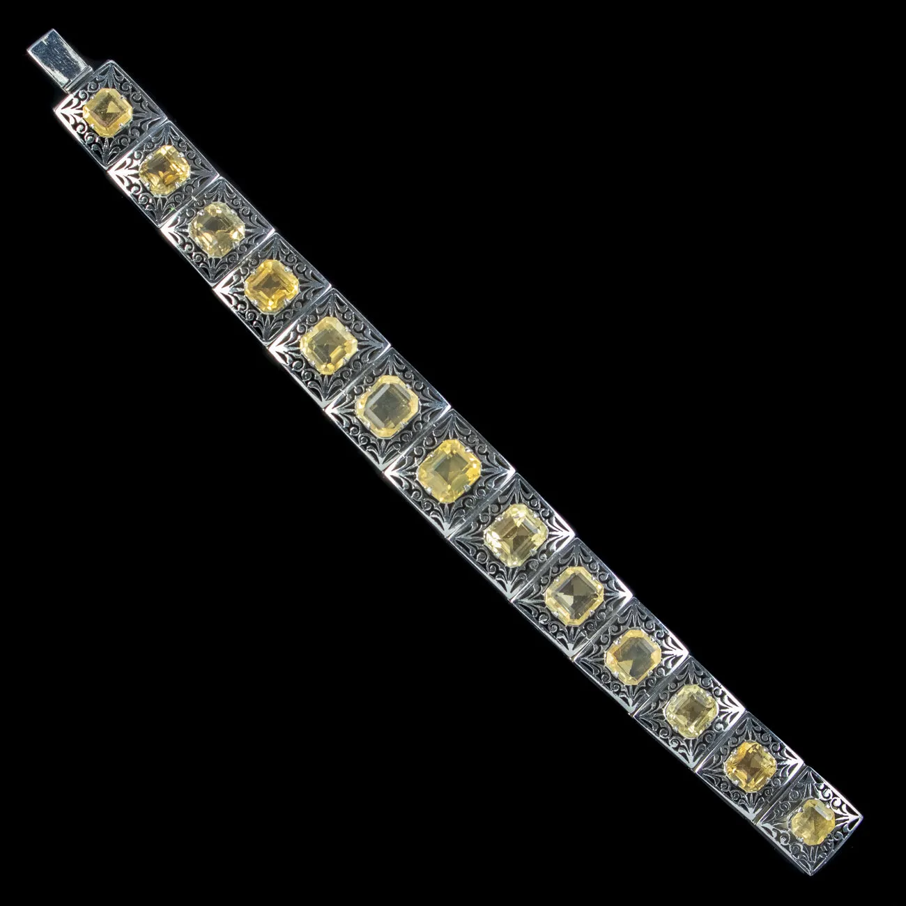 Art Deco Citrine Bracelet Silver 36ct Of Citrine Circa 1920